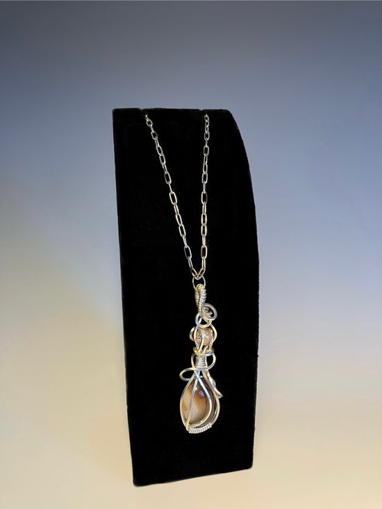 Necklace - Dandridic Agate Sterling Chain with Pendant